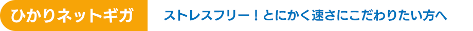 ひかりネットギガ ストレスフリー！とにかく速さにこだわりたい方へ