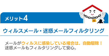 ウィルスメール・迷惑メールフィルタリング