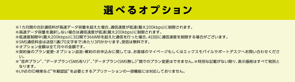 選べるオプション