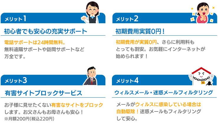 初心者でも安心の充実サポート 初期費用実質0円! 有害サイトブロックサービス ウィルスメール・迷惑メールフィルタリング